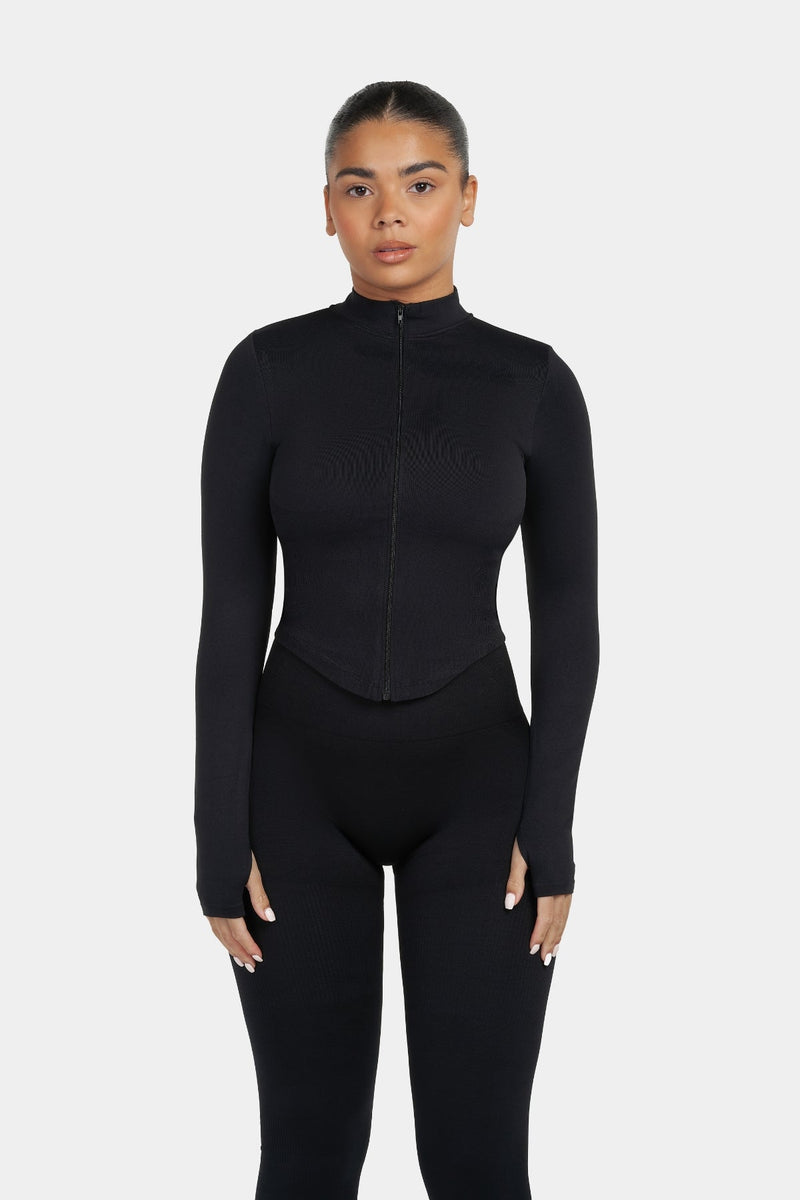 Sculpt Ribbed Contour Leggings - Pure Black