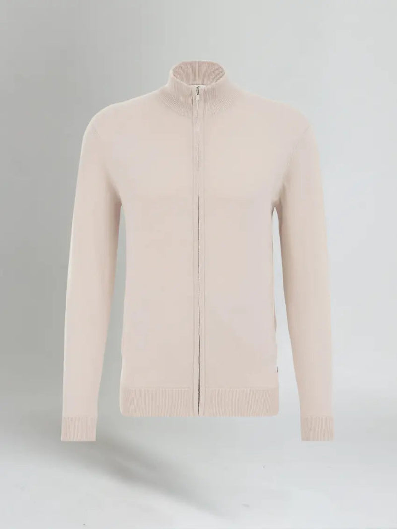Sweater med fuld lynlås - Beige
