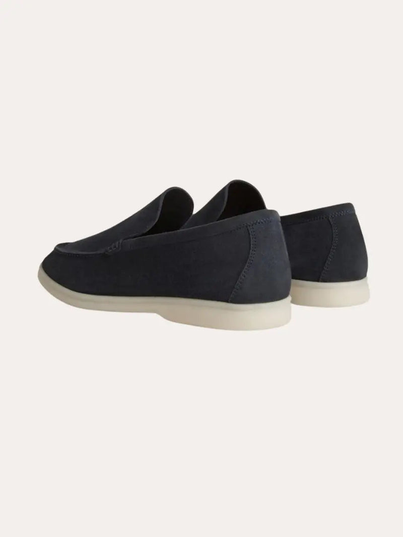 Raffinerede suede loafers – marineblå