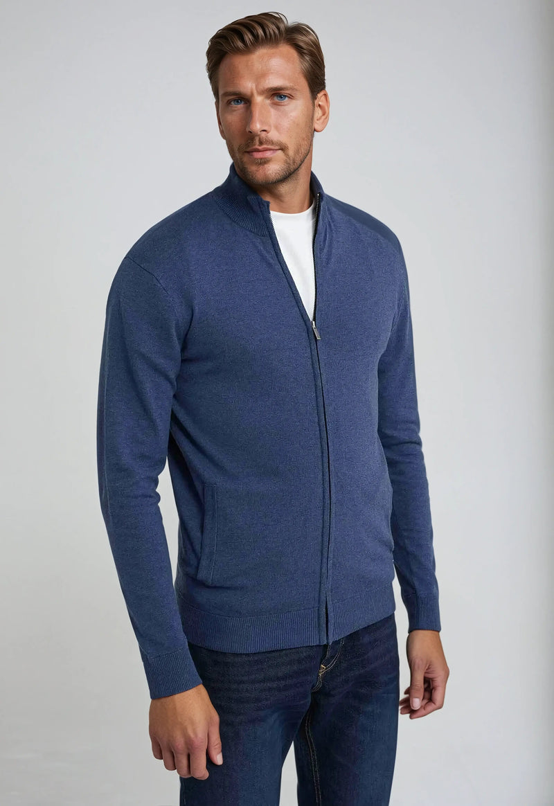 Full Zip Sweater - Navy Blue