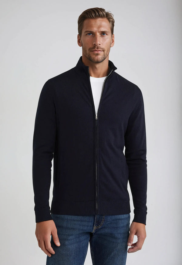 Full Zip Sweater - Navy Blue