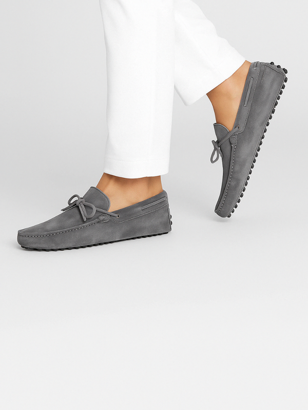Gray Suede Moccasins