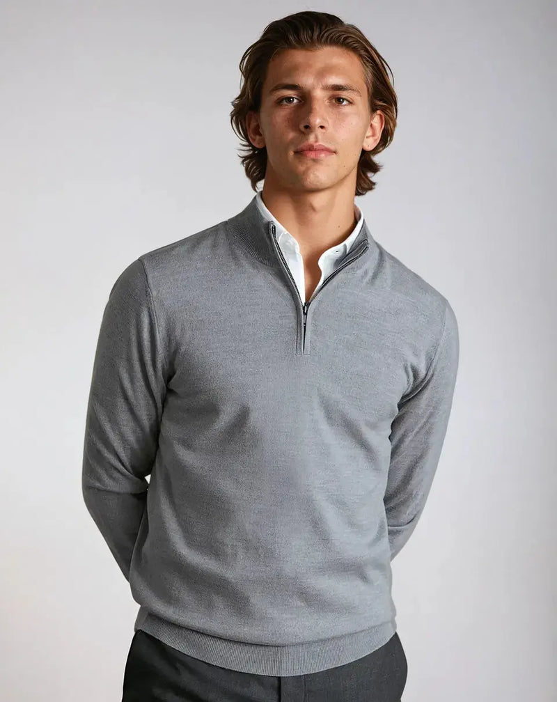 Essential Half Zip Sweater - White