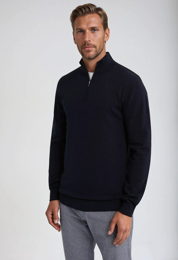 Essential Half Zip Sweater - Navy Blue