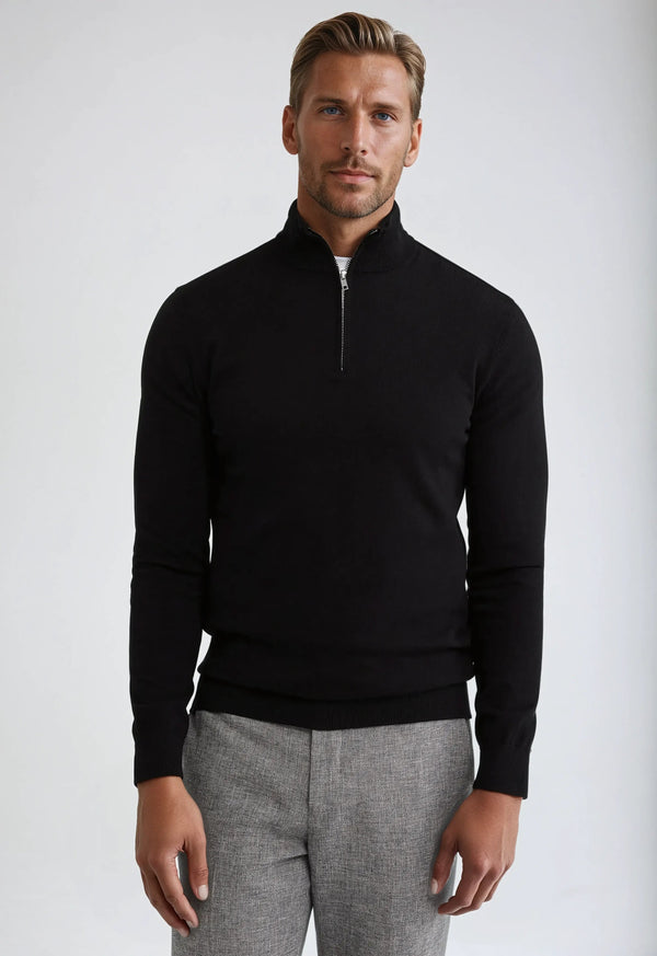 Essential Half Zip Sweater - Black