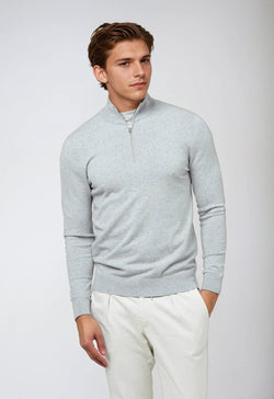 Essential Half Zip Sweater - Light Gray