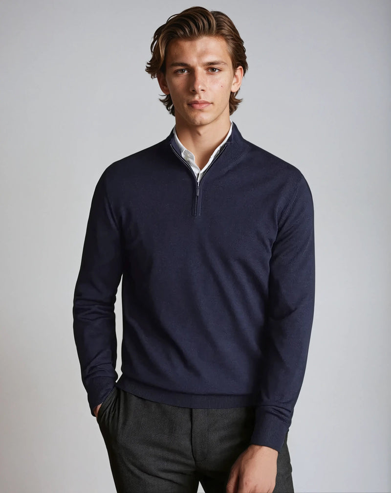 Essential Half Zip Sweater - Navy Blue