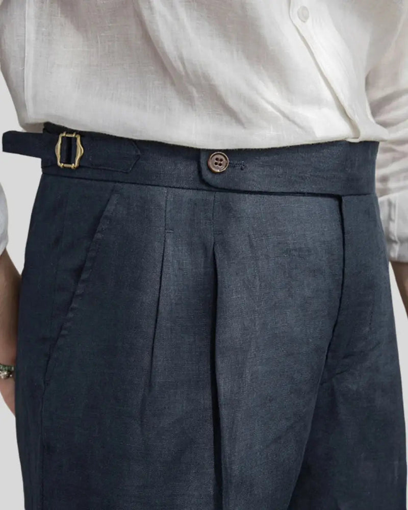 Oxford Pleated Shorts – Navy Blue