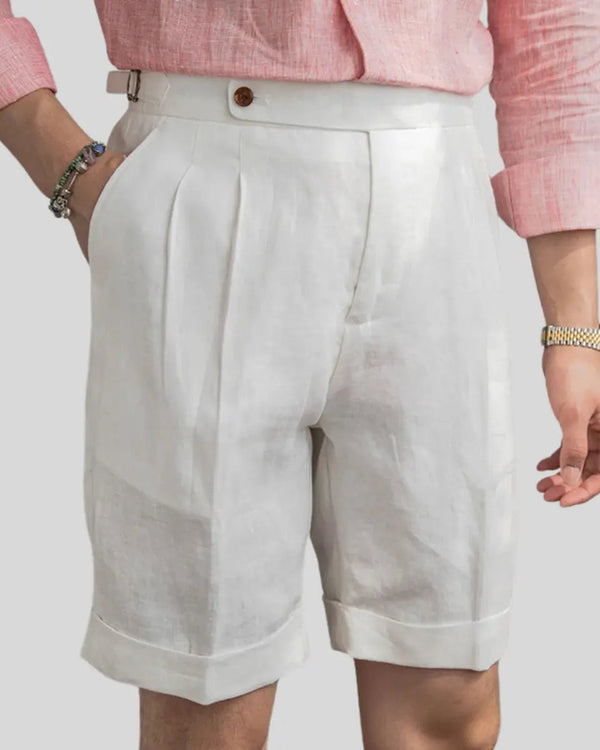 Oxford Pleated Shorts – White