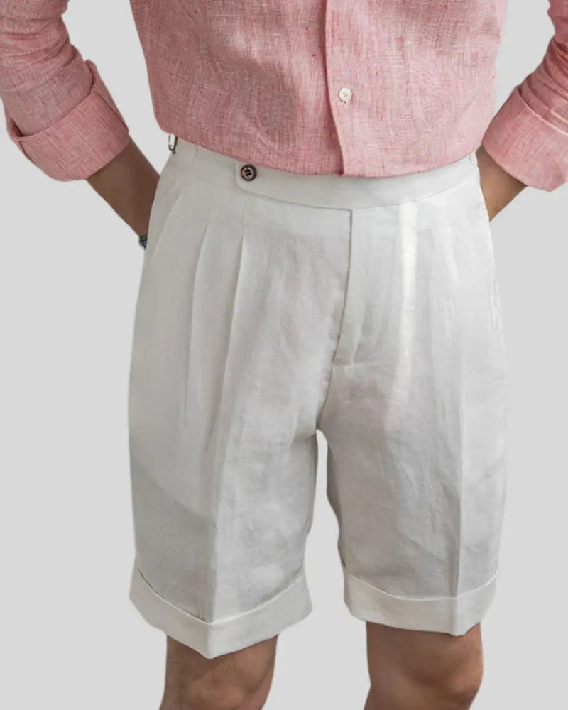 Oxford Pleated Shorts – White