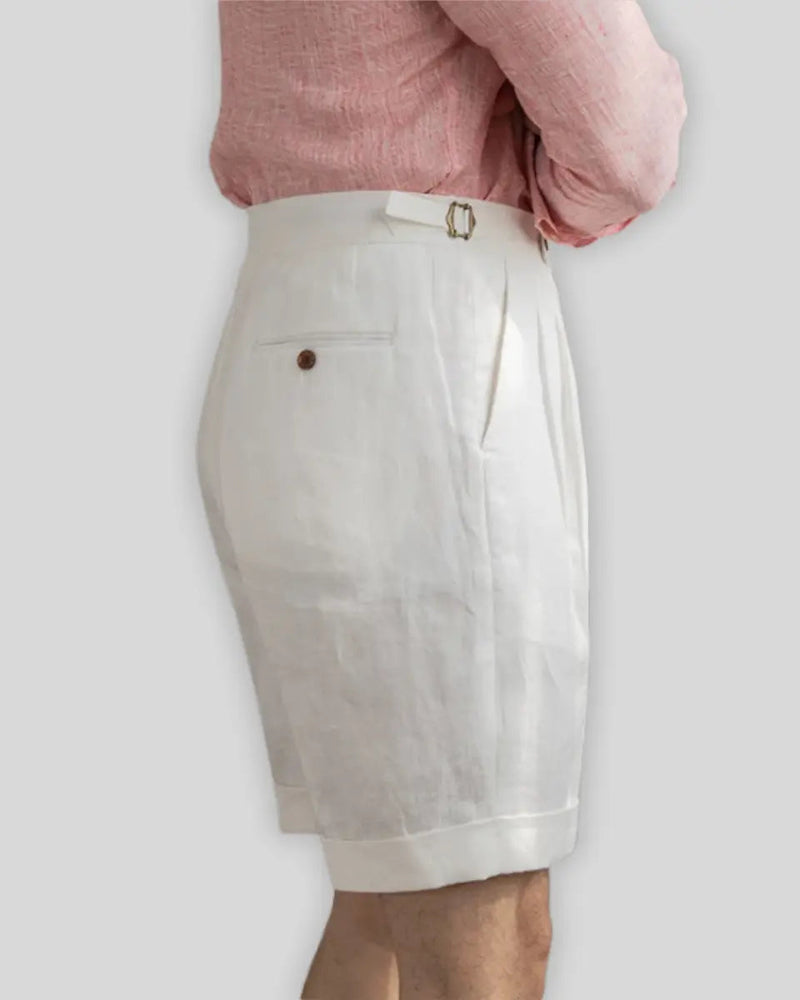 Oxford Pleated Shorts – White