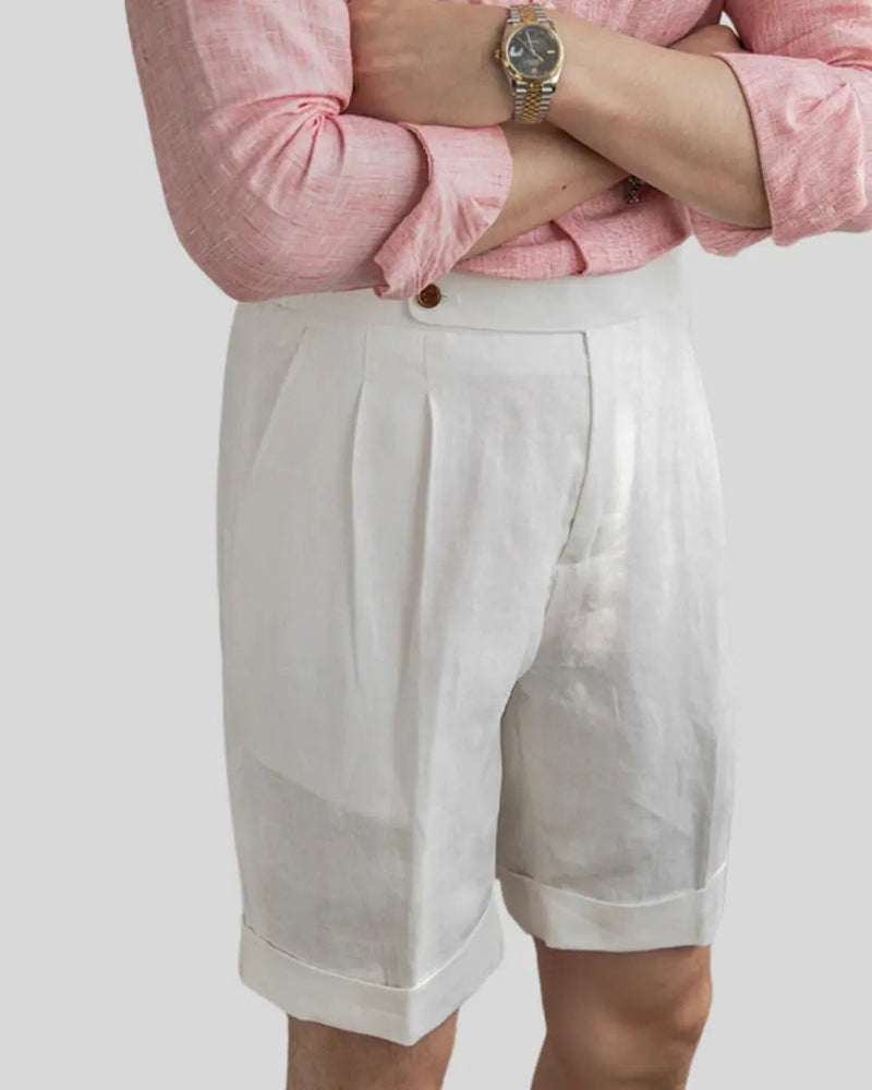 Oxford Pleated Shorts – White
